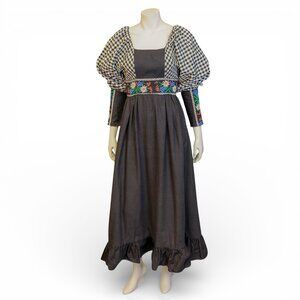 GUNNE SAX Black Label | 1960s Victorian-Inspired Gingham Embroidered Dress * M